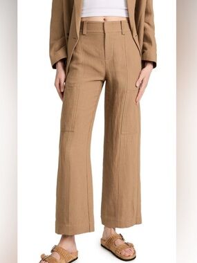 Vince Women’s Drop Waist Wide Leg Utility Tobacco Linen Blend Pants
